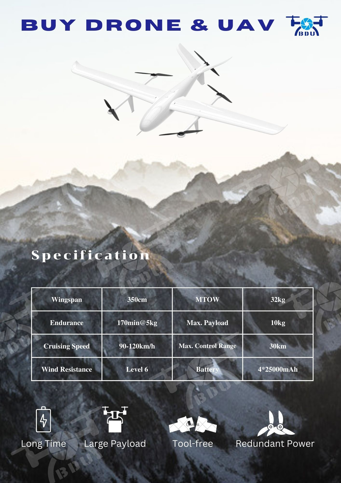 f170, large payload, airdrop drone, air-dropping, logistics, transportation, VTOL UAV, fixed wing