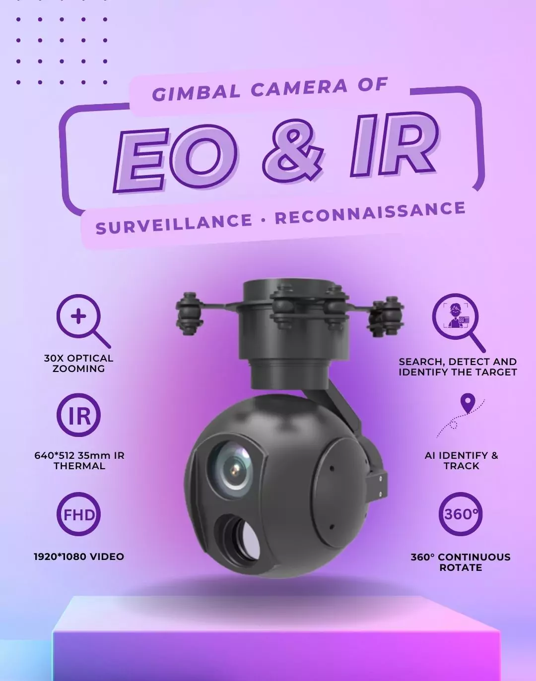 BDU YH-30 EO/IR AI Tracking Infrared Thermal Camera Surveillance Pod 3 thermal camera, IR, surveillance, reconnaissance, infrared, pod